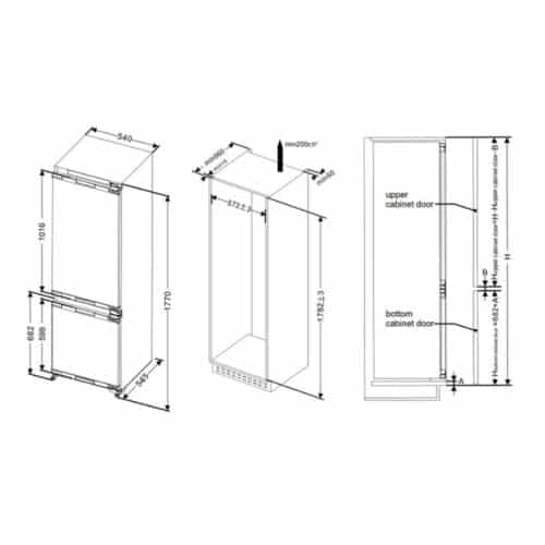 Tủ lạnh âm Hafele HF-BI60X 534.14.080 7 Kích thước của Tủ lạnh âm Hafele HF-BI60X 534.14.080