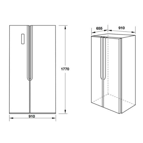 Tủ lạnh side by side Hafele HF-SBSID 534.14.020 6 Kích thước của Tủ lạnh side by side Hafele HF-SBSID 534.14.020