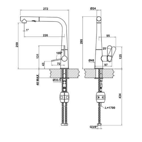 Vòi bếp Hafele Hydros HT-C295 570.82.200