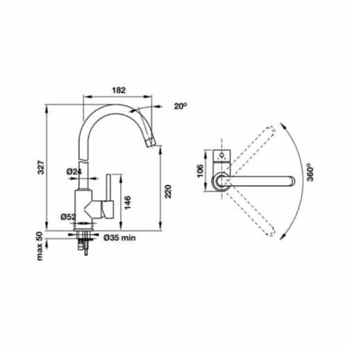 Vòi rửa bát đá Hafele Blanco Mida 569.07.900
