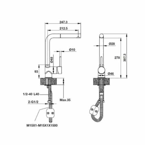 Vòi rửa bát đá Hafele HT19-GH1P278 570.51.480