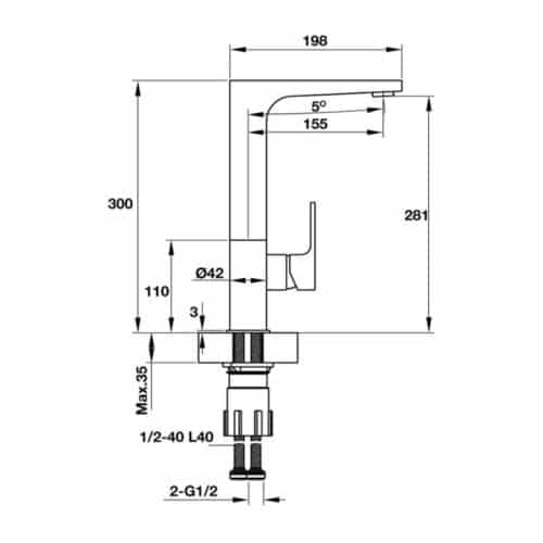 Vòi rửa bát inox Hafele HT19-CH1F281 570.51.030