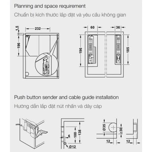 Bộ tay nâng FREE FLAP 3.15 E Hafele 372.29.702 nắp trắng 5 Lắp đặt bộ tay nâng FREE FLAP 3.15 E Hafele 372.29.702 nắp trắng