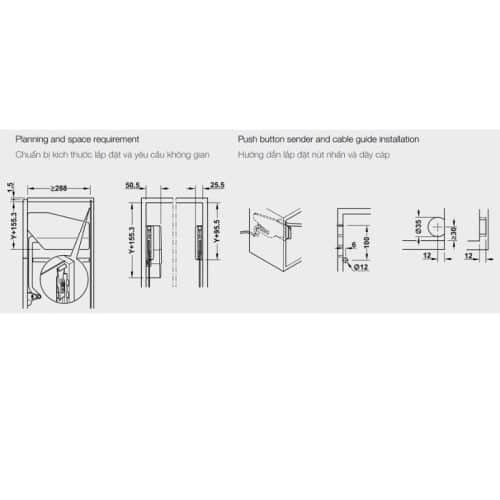 Lắp đặt bộ tay nâng FREE FOLD E Hafele 372.29.705