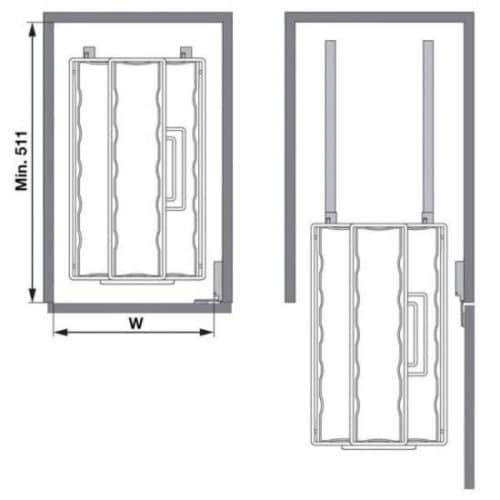 Lắp đặt rổ kéo đựng dụng cụ vệ sinh Portero 3 Hafele 545.48.262