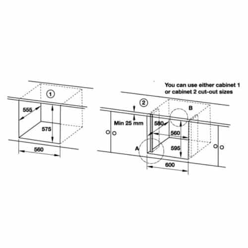 Lò nướng âm tủ Hafele HO KT60B 533.02.001 8 Kích thước lò nướng âm tủ Hafele HO KT60B 533.02.001