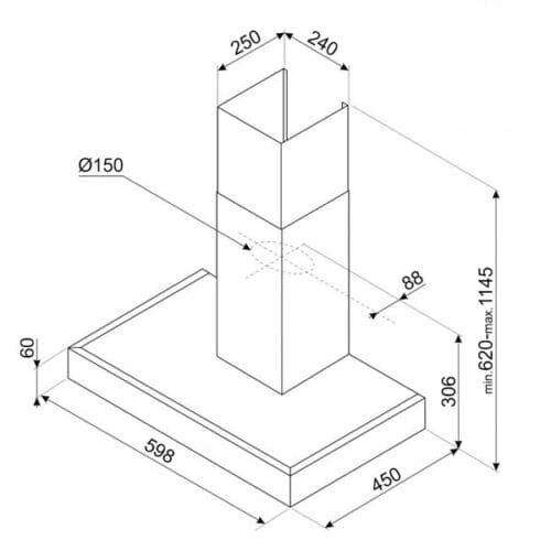 Kích thước Máy hút mùi gắn tường Hafele Smeg KAT600HXE 536.84.271