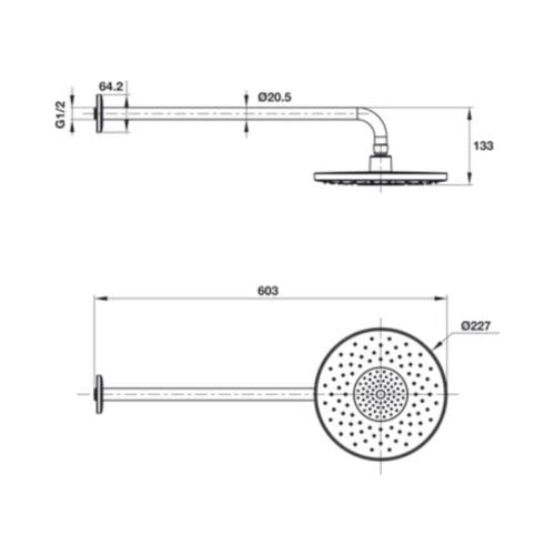 Thiết kế của Sen đầu gắn tường Airsense 227R 485.60.618