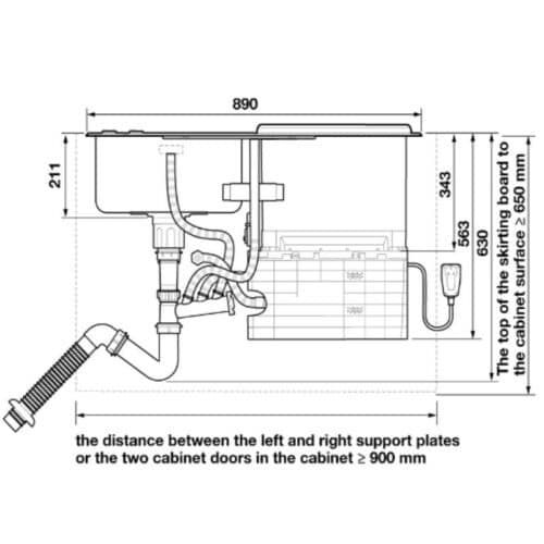 Thông số kỹ thuật của máy rửa bát liền chậu Hafele HDW-SD90A 539.20.530