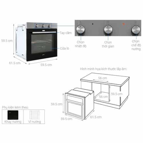 thông số kỹ thuật lò nướng âm tủ Hafele HO-K60C 535.62.591