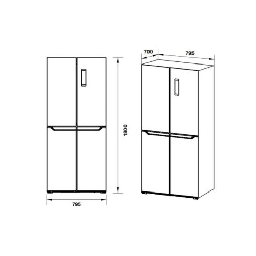 Kích thước tủ lạnh nhiều cánh Hafele HF-MULB 534.14.050