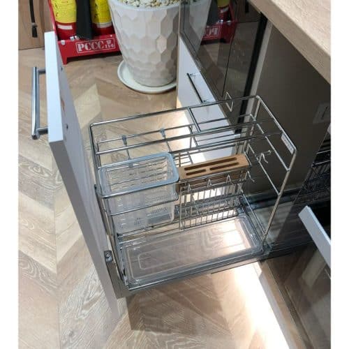 Ảnh thực tế bộ rổ dao thớt, chai lọ SONATA Cucina 549.20.015 Inox 304