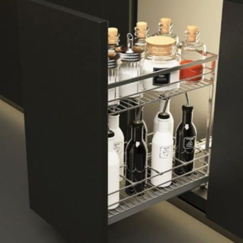 Ảnh thực tế bộ rổ dao thớt, chai lọ SONATA Cucina 549.20.214 mạ chrome