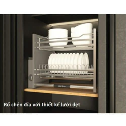 Ảnh thực tế rổ chén đĩa di động lướt dẹt LENTO Cucina Hafele 504.76.215 mạ chrome