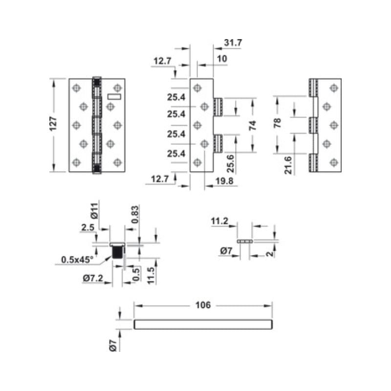 Thiết kế của Bản lề lá Bauma 926.20.344 Thiết kế của Bản lề lá Bauma 926.20.344