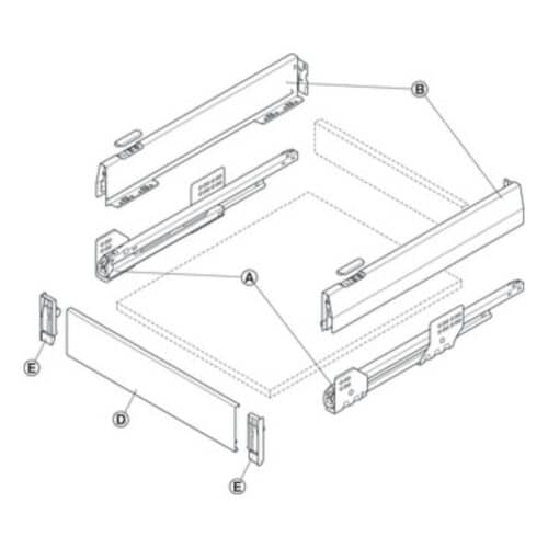 Lắp đặt Bộ ngăn kéo Hafele 513.06.785 Matrix Box P35 VIS 16/92/1200/500mm trắng mờ