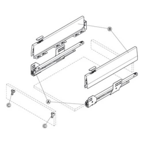 Bộ ngăn kéo Hafele 513.14.305 Matrix Box P35 16/115/500mm xám đậm 5 Lắp đặt Bộ ngăn kéo Hafele 513.14.305 Matrix Box P35 16/115/500mm xám đậm