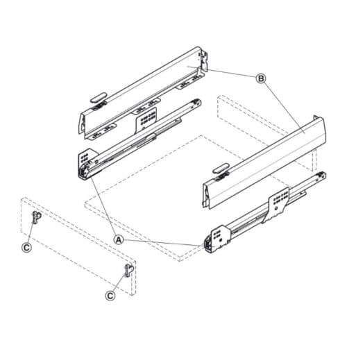 Bộ ngăn kéo Hafele 513.30.335 Matrix Box P50 16/92/1200/500 xám đậm 4 Lắp đặt Bộ ngăn kéo Hafele 513.30.335 Matrix Box P50 16/92/1200/500 xám đậm
