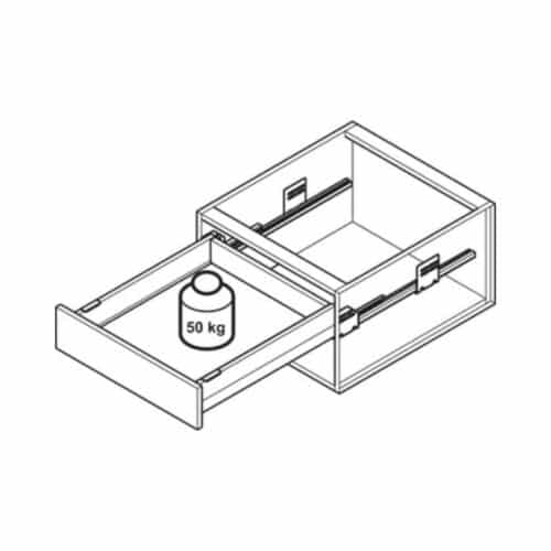Sức chứa Bộ ngăn kéo Hafele 513.42.325 Matrix Box P50 VIS 16/92/1200/500mm xám đậm