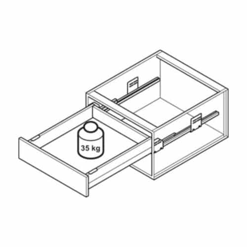 Sức chứa Bộ ngăn kéo Hafele 551.53.375 Matrix Box P35 16/60/500mm xám đậm