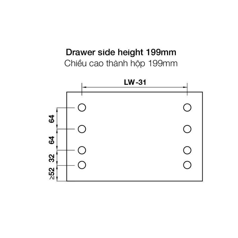 Chiều cao ray hộp Hafele 552.79.785 Alto B199 500mm trắng, nắp kim loại Chiều cao ray hộp Hafele 552.79.785 Alto B199 500mm trắng, nắp kim loại