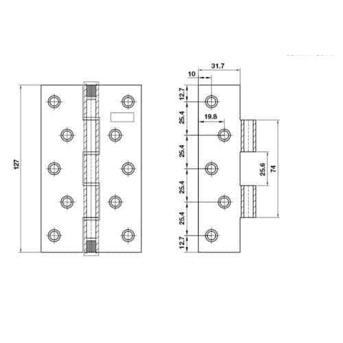 Bản lề lá Hefele Bauma 926.20.344 4 Kích thước bản lề lá Bauma 926.20.344