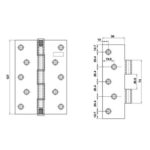 Kích thước bản lề lá Bauma 926.20.345