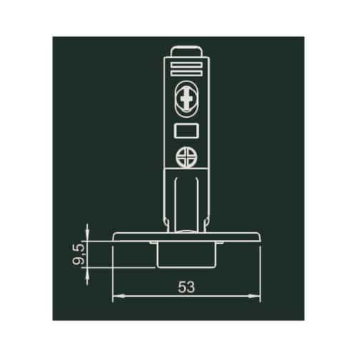 Kích thước bản lề Metalla SM 95 độ mini Hafele 311.04.441