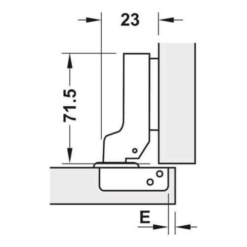 Kích thước bản lề Metalla SM 95 độ mini Hafele 311.04.441