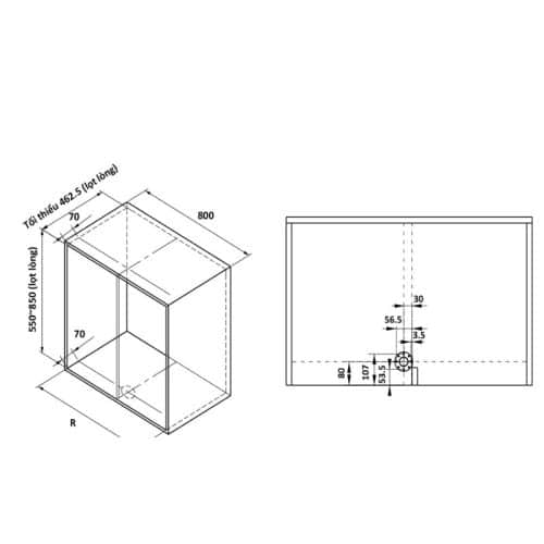 Bộ rổ góc xoay 180 độ MEZZO Cucina 548.37.000 Inox 304 6 Kích thước bộ rổ góc xoay 180 độ MEZZO Cucina 548.37.000 Inox 304