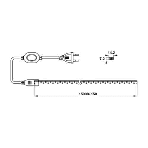 Kích thước đèn led dây silicon stella cucina Hafele 833.01.410
