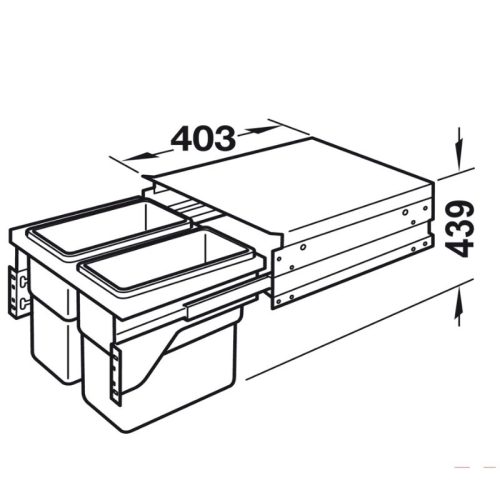 Thùng rác gắn cánh Hafele 502.73.901 2x30L cho tủ 450mm 4 Kích thước thùng rác gắn cánh Hafele 502.73.901 2x30L cho tủ 450mm