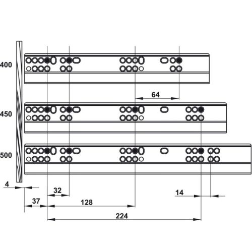 Ray hộp Hafele 552.49.335 Alto-S H120 mm màu xám đậm 6 Kích thước ray hộp Hafele 552.49.335 Alto-S H120 mm màu xám đậm