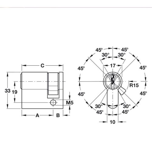 Ruột khóa 1 đầu Hafele 916.00.606, 70.5mm Đồng thau 3 Kích thước ruột khóa 1 đầu Hafele 916.00.606, 70.5mm Đồng thau
