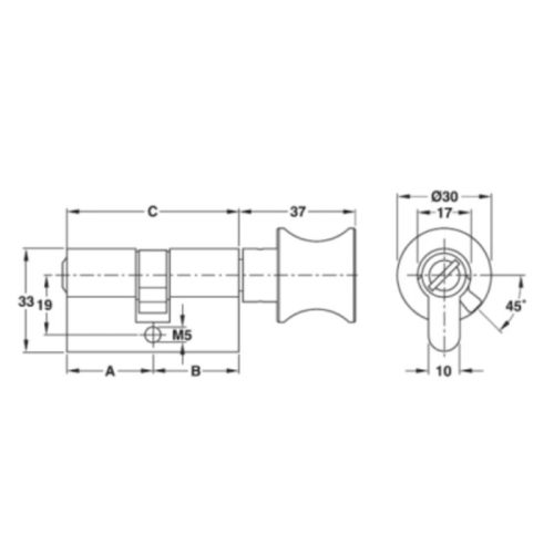 Kích thước ruột khóa cho cửa phòng vệ sinh Hafele 916.08.328