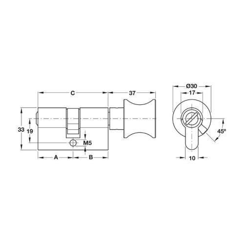 Kích thước ruột khóa cho cửa phòng vệ sinh Hafele 916.96.420