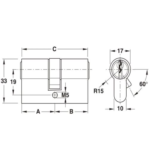 Kích thước Ruột khóa Hafele 916.00.022