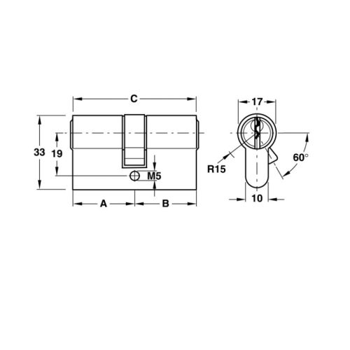 Kích thước ruột khóa Hafele 916.64.912