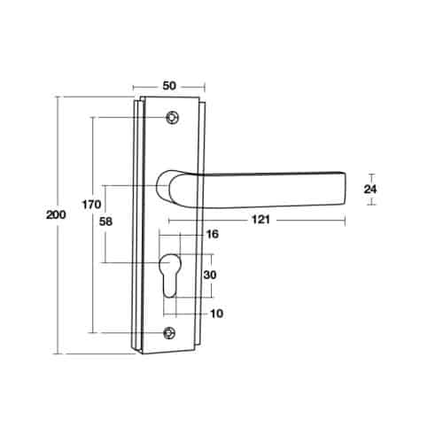 Kích thước tay nắm đế dài Bauma BM055-58 Hafele 905.99.088