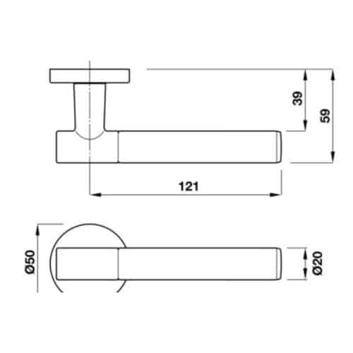 Tay nắm gạt có nắp che JK Hafele 901.78.284 5 Kích thước tay nắm gạt có nắp che JK Hafele 901.78.284