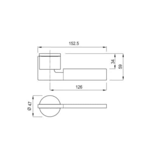 Kích thước tay nắm gạt có nắp che M5 Hafele 901.78.285