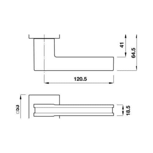 Kích thước tay nắm gạt có nắp che RV Hafele 901.78.294