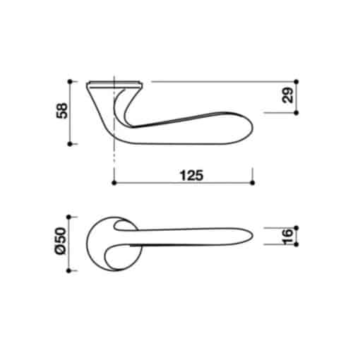 Tay nắm gạt có nắp che T1 Hafele 900.99.732 3 Kích thước tay nắm gạt có nắp che T1 Hafele 900.99.732