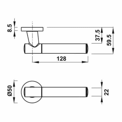 Kích thước tay nắm gạt có nắp che TC Hafele 900.99.126