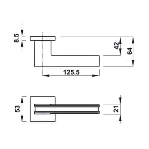 Kích thước tay nắm gạt có nắp che TV Hafele 905.99.543