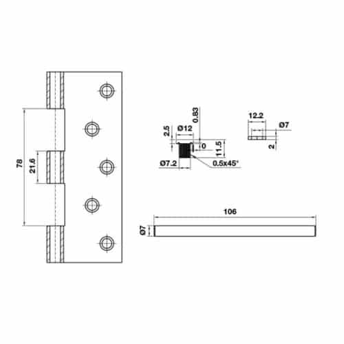 Kích thước bản lề lá Hafele Bauma 926.20.348