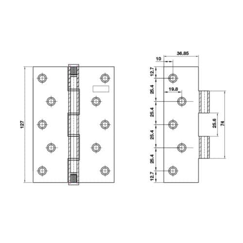 Kích thước bản lề lá Hafele Bauma 926.20.348