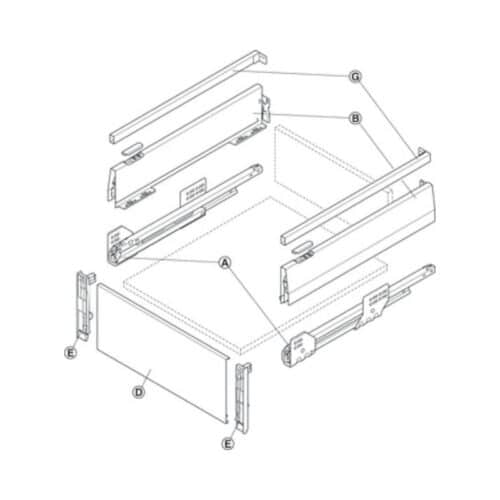 Lắp đặt Bộ ngăn kéo Hafele 513.18.785 Matrix Box P35 VIS 16/115/1200/500mm