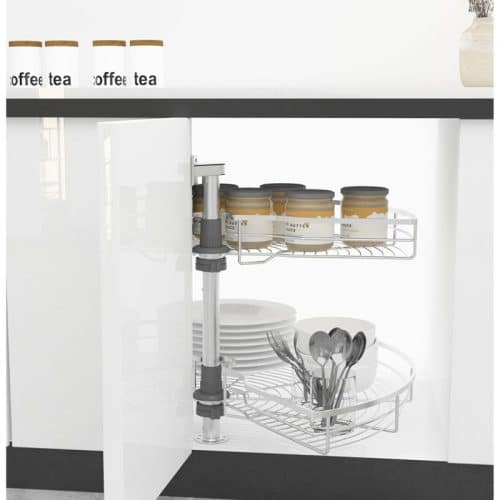 Lắp đặt bộ rổ góc xoay 180 độ MEZZO Cucina 548.37.200 mạ chrome