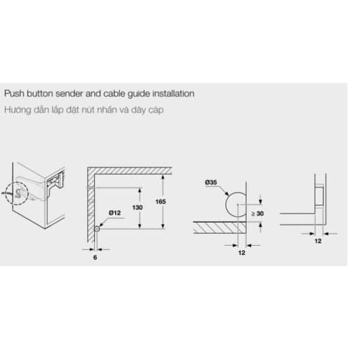 Bộ tay nâng FREE UP E Hafele 372.29.709 nắp trắng 4 Lắp đặt bộ tay nâng FREE UP E Hafele 372.29.709 nắp trắng